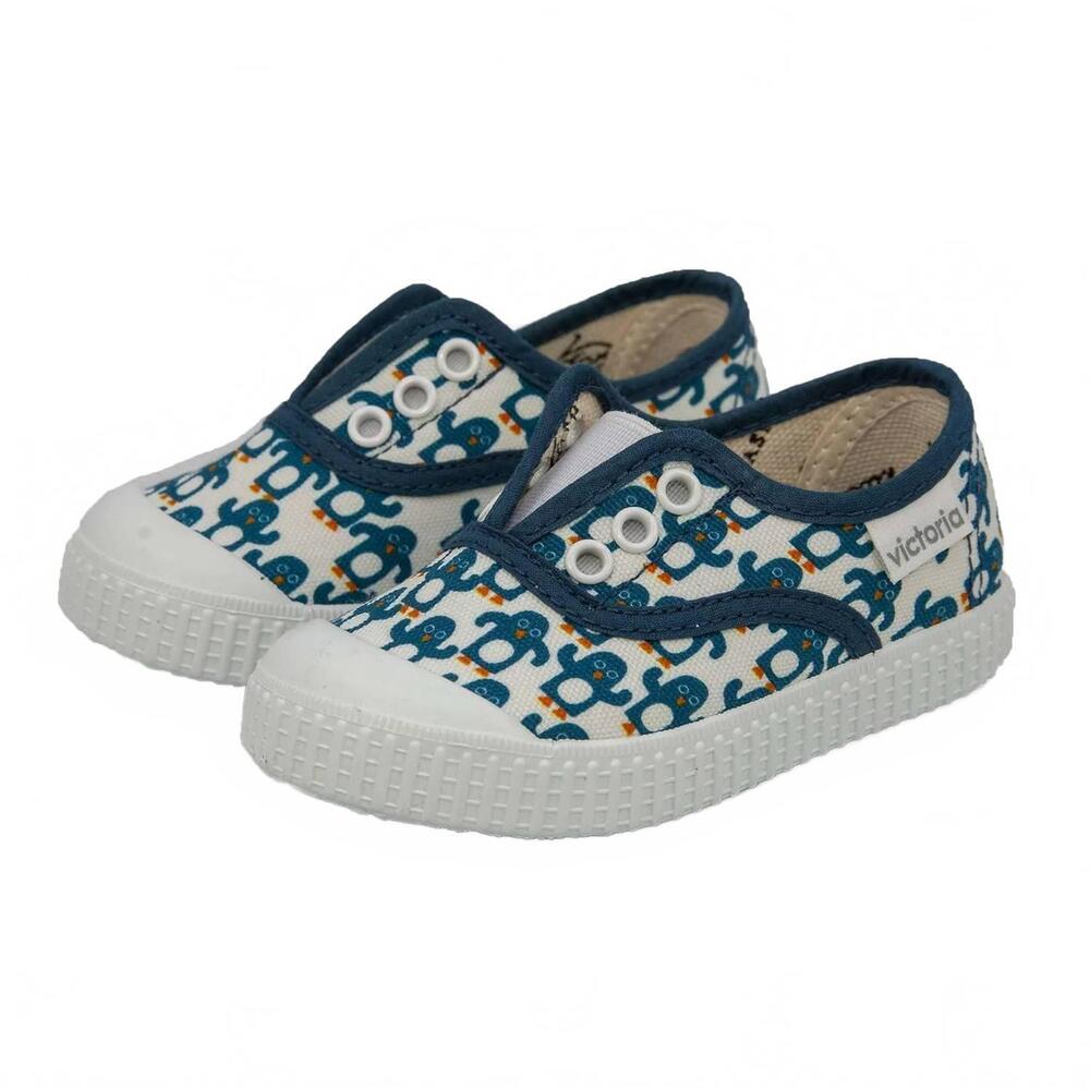 NEW VICTORIA girl's slip on canvas shoes in blue